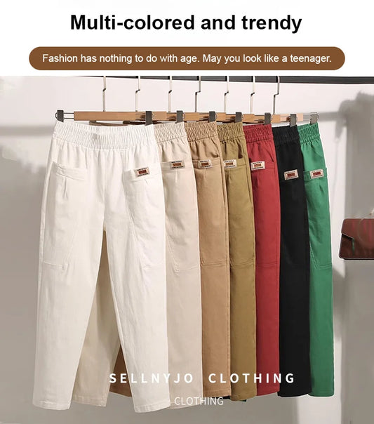 Pantalon en coton à taille élastique pour femme